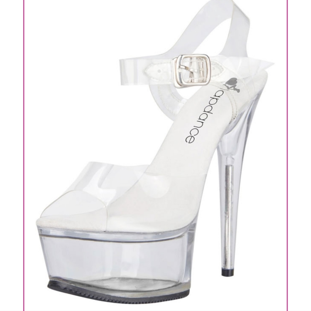 Lap Dance Club Clear Platform High Heels Stiletto Sandals sz 9